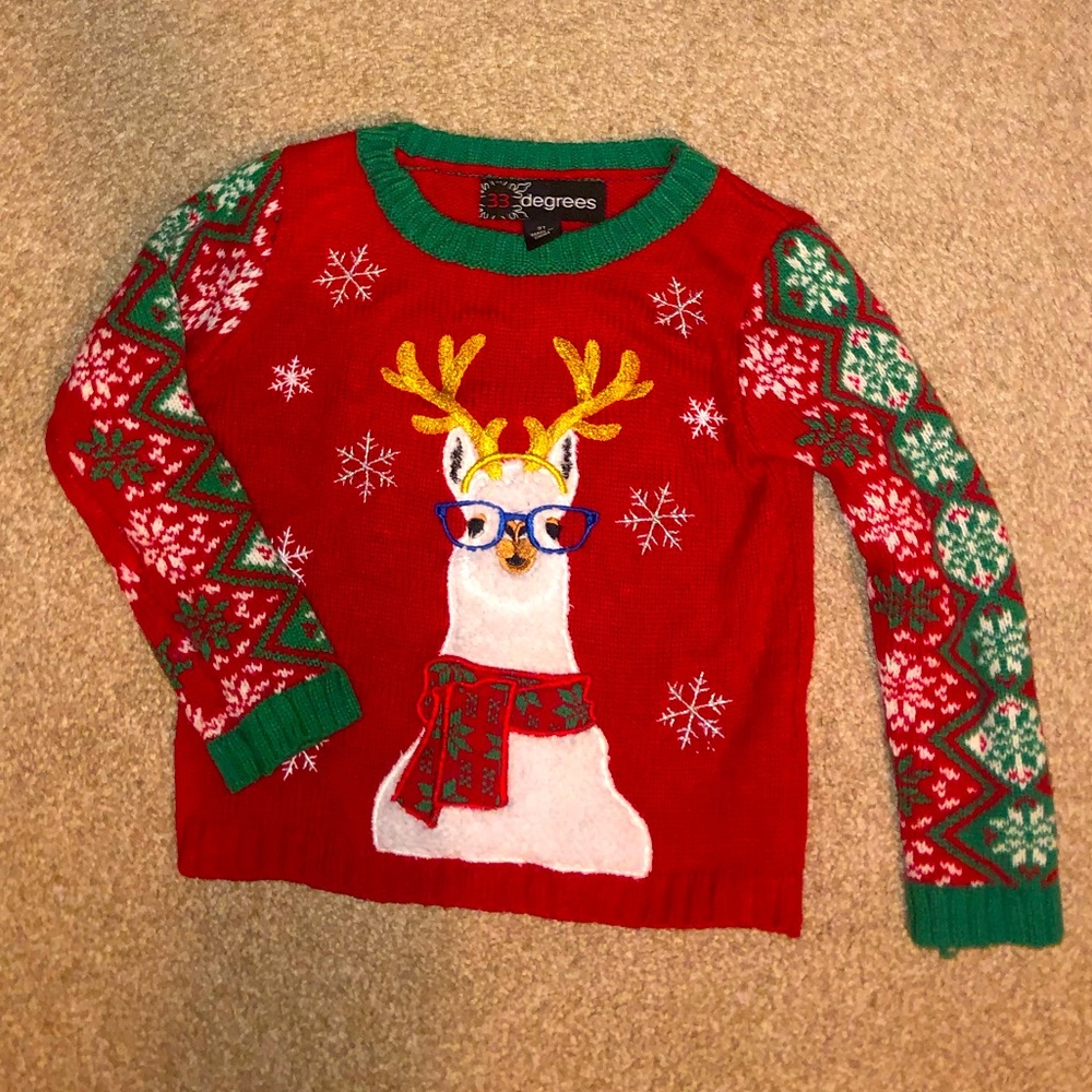 3T lama Christmas sweater